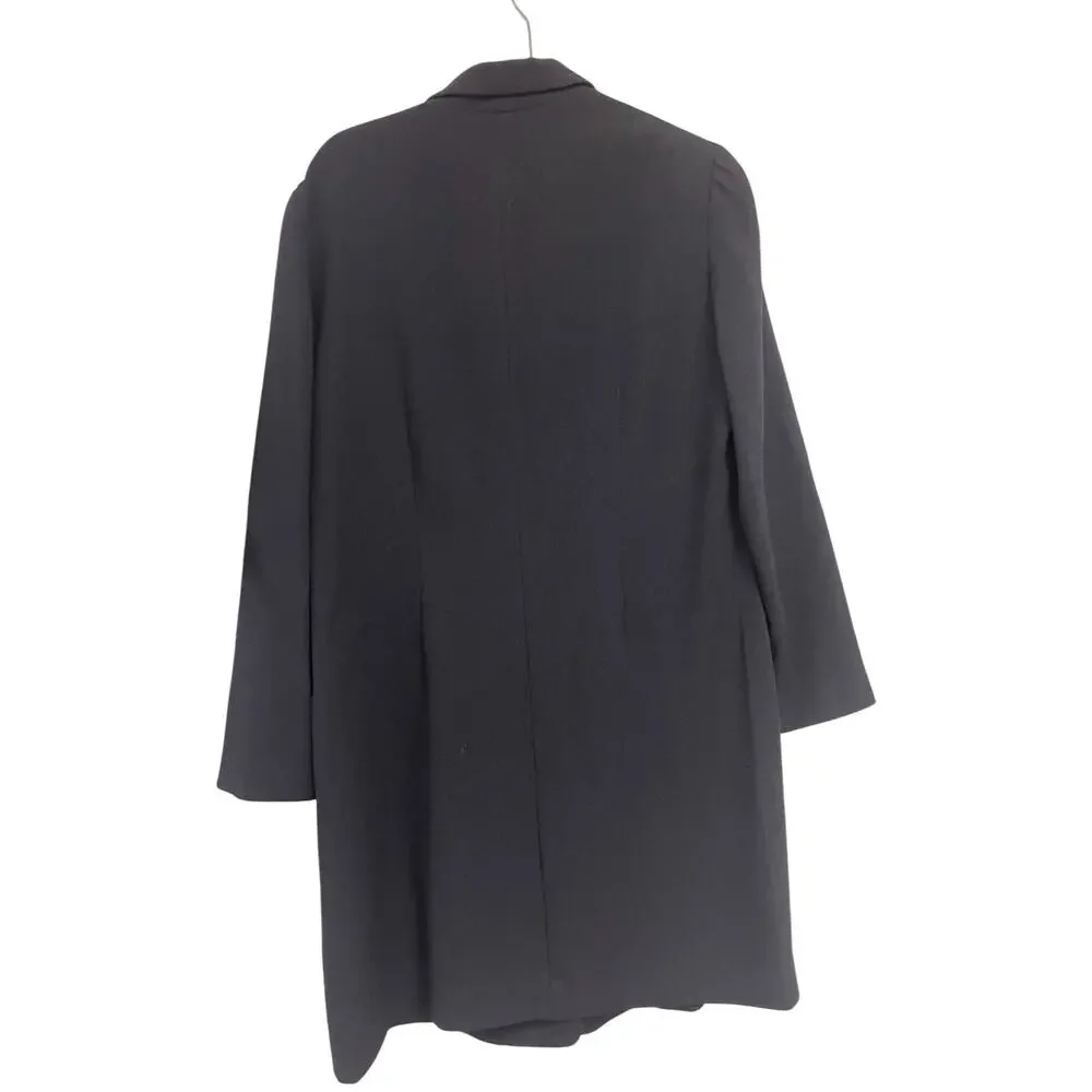 Vintage Dani Max Women's Button Front Trench Coat Jacket Black Size 14M - Picture 2 of 7